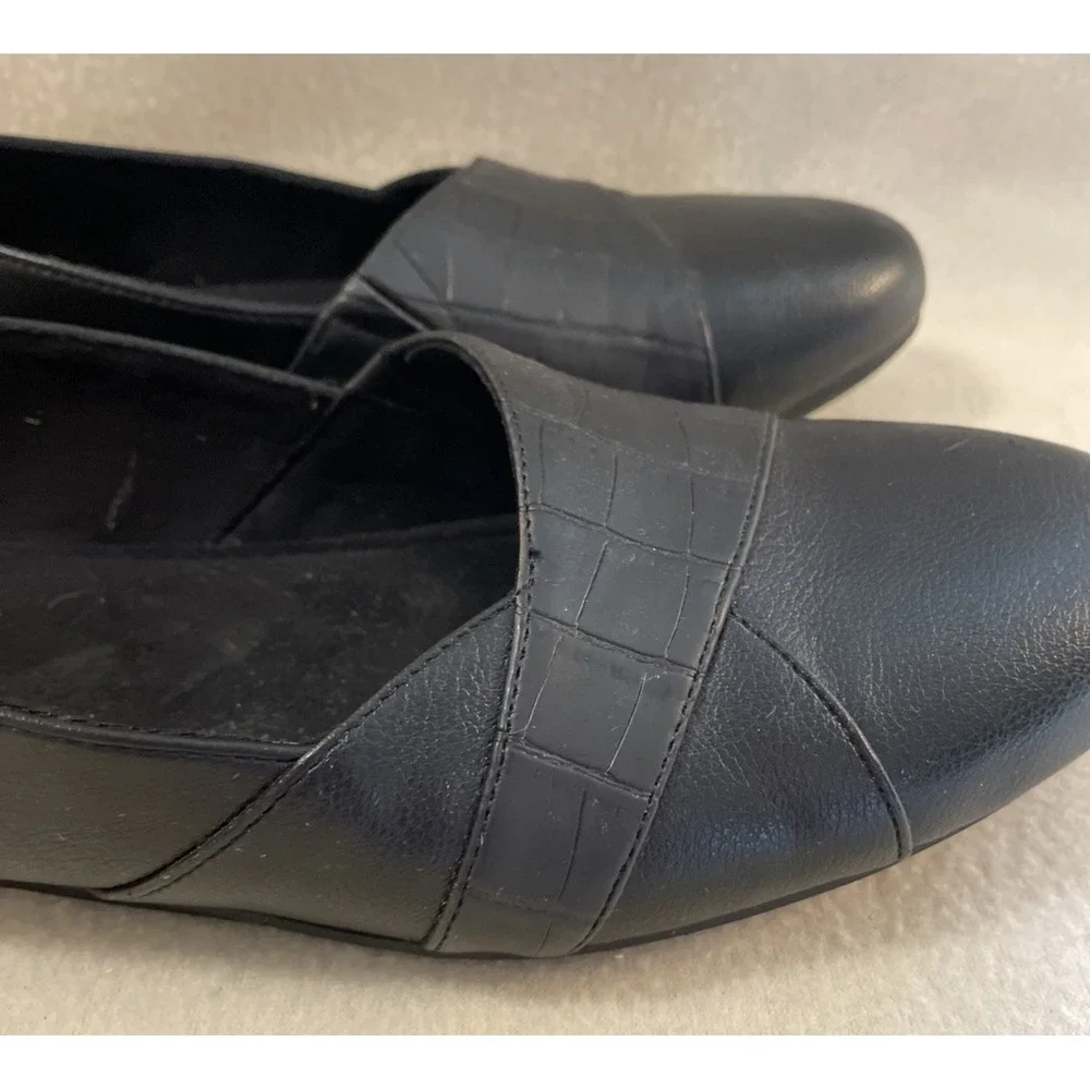 Easy Street Crisscross Slip On Black Ballet Flats Dress Comfort Shoes Womens 11M